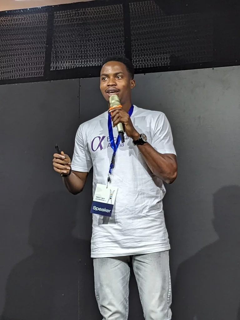 John Fawole, a technical writer, speaking at the 2023 Web3 Lagos Conference