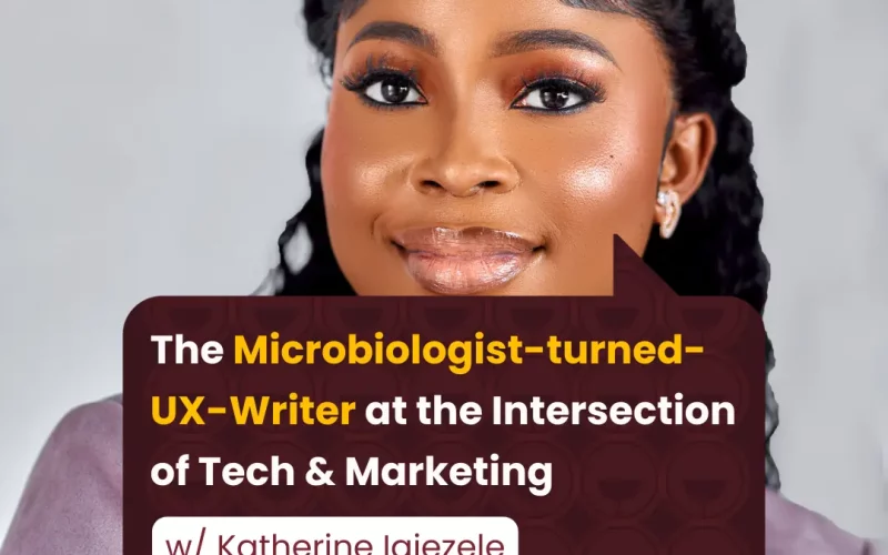 Katherine Igiezele, UX Writer shares her career story on the Marketing Over Wine podcast